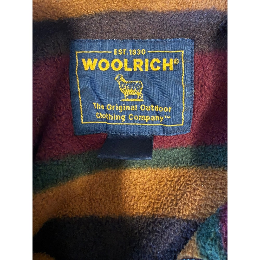 Vintage Woolrich Denim Trucker Jacket Leather Collar Fleece Lined Blue Mens XL - Picture 3 of 8